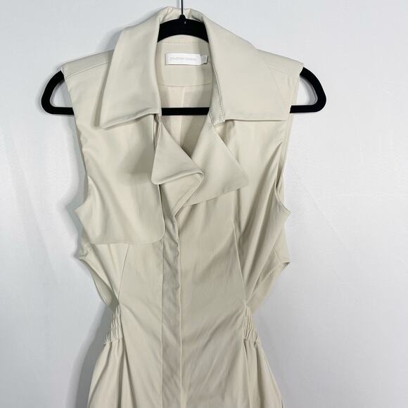 Jonathan Simkhai 0 Cream Rayley Cutout Crepe Jumpsuit Stretch Button Open Back - Picture 2 of 15